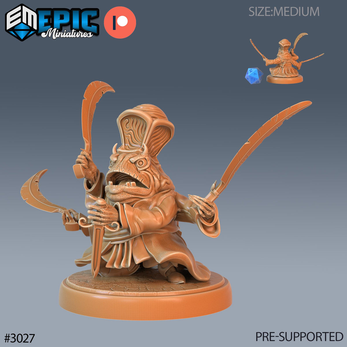 Frog Warlock Option #3027 front DND miniature Eternal Fungi 16k resin