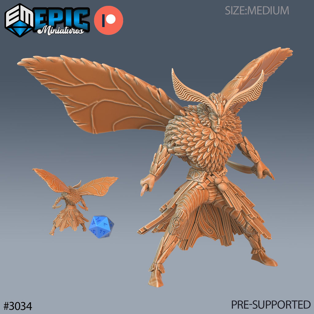 Moth Warrior Option #3034 front DND miniature Eternal Fungi 16k resin