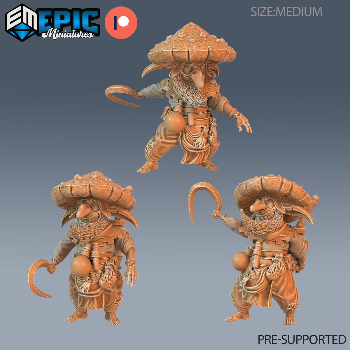 Mushroom Goblin Set of 3 DND miniatures group photo Eternal Fungi