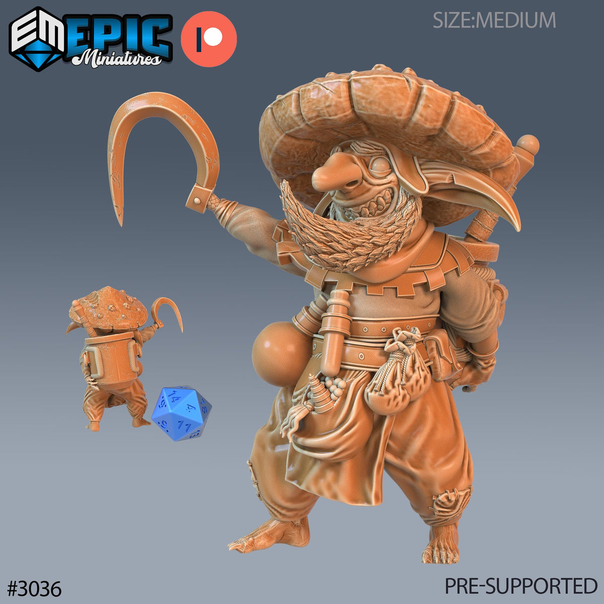 Mushroom Goblin Option #3036 front DND miniature Eternal Fungi 16k resin