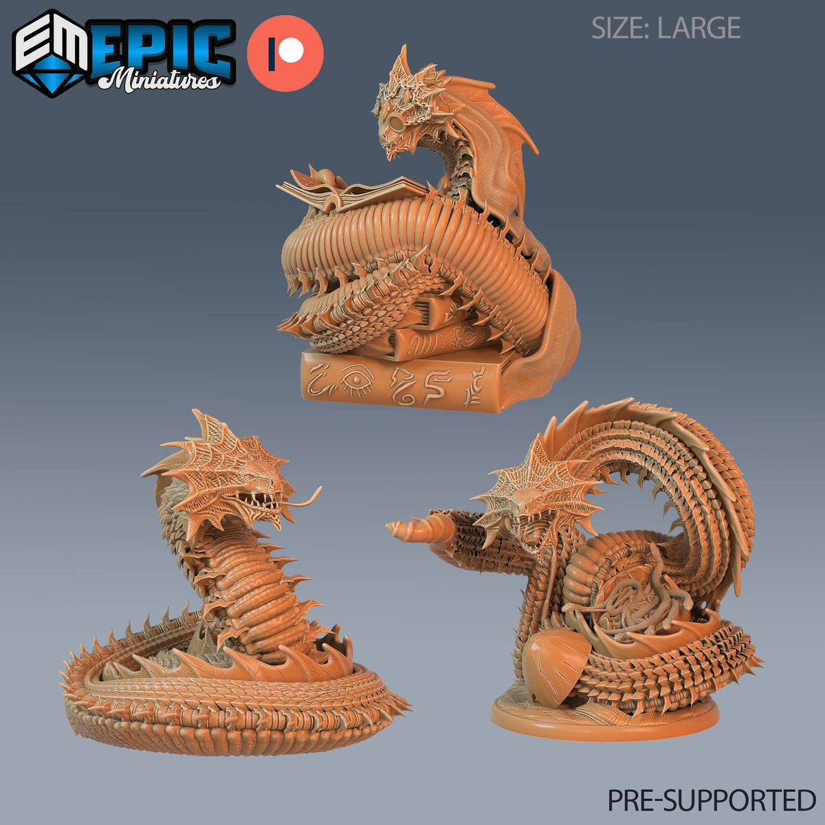 Giant Summoned Snake Set of 3 DND miniatures group photo Eternal Fungi