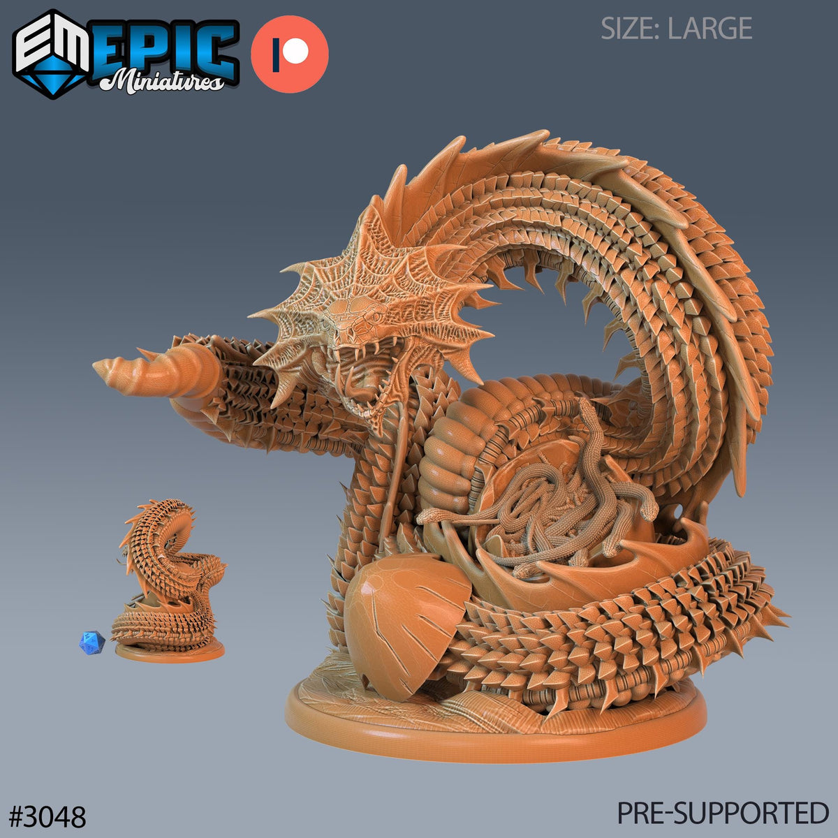 Giant Summoned Snake Option #3048 front DND miniature Eternal Fungi 16k resin
