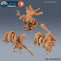 Rooster Warrior Set of 3 DND miniatures group photo Sunrise Tavern