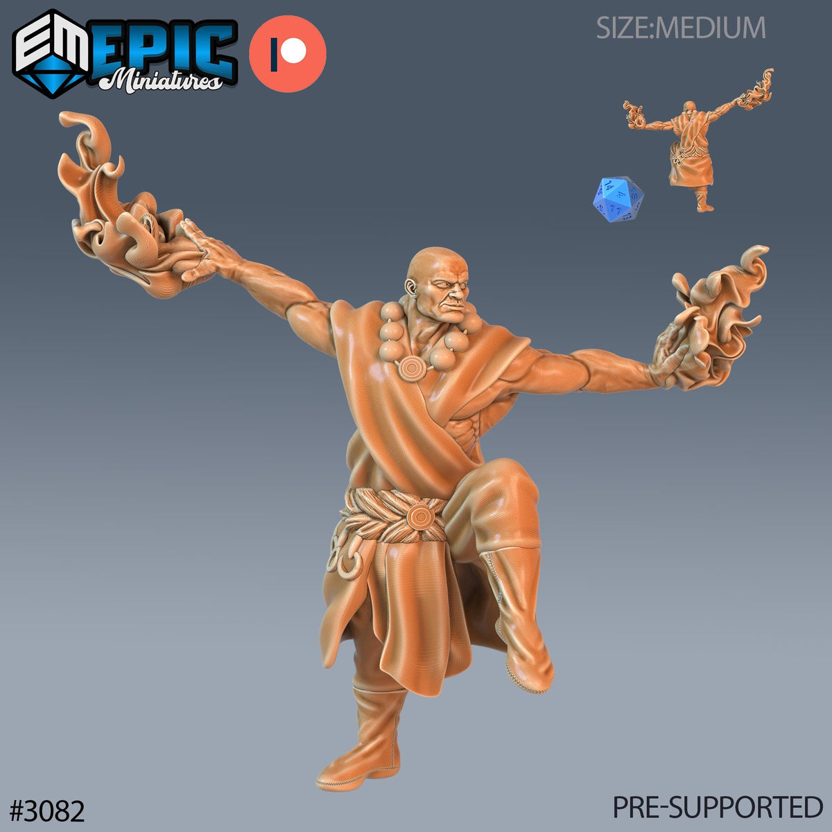 Monk Player Character Option #3082 front DND miniature Sunrise Tavern 16k resin