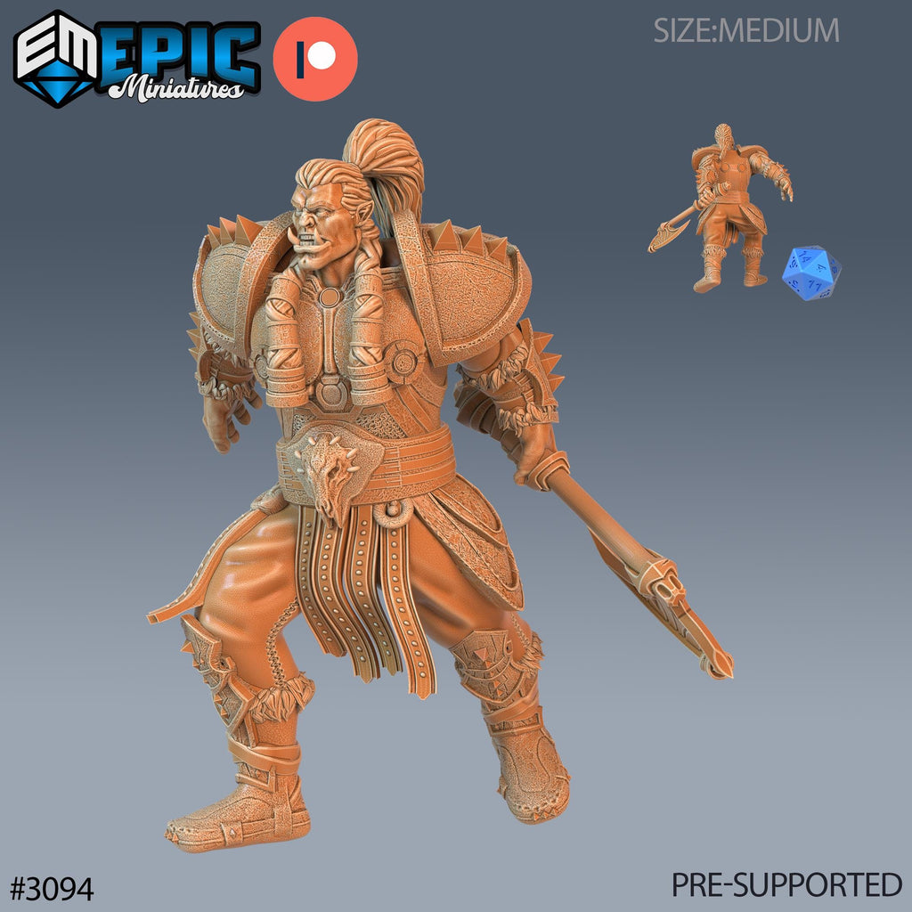 Orc Paladin Player Character Option #3094 front DND miniature Sunrise Tavern 16k resin