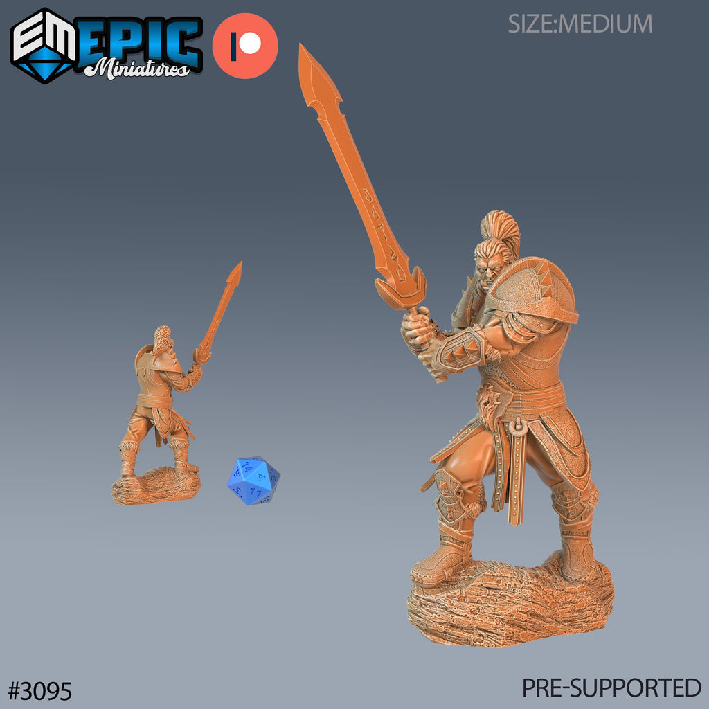 Orc Paladin Player Character Option #3095 front DND miniature Sunrise Tavern 16k resin