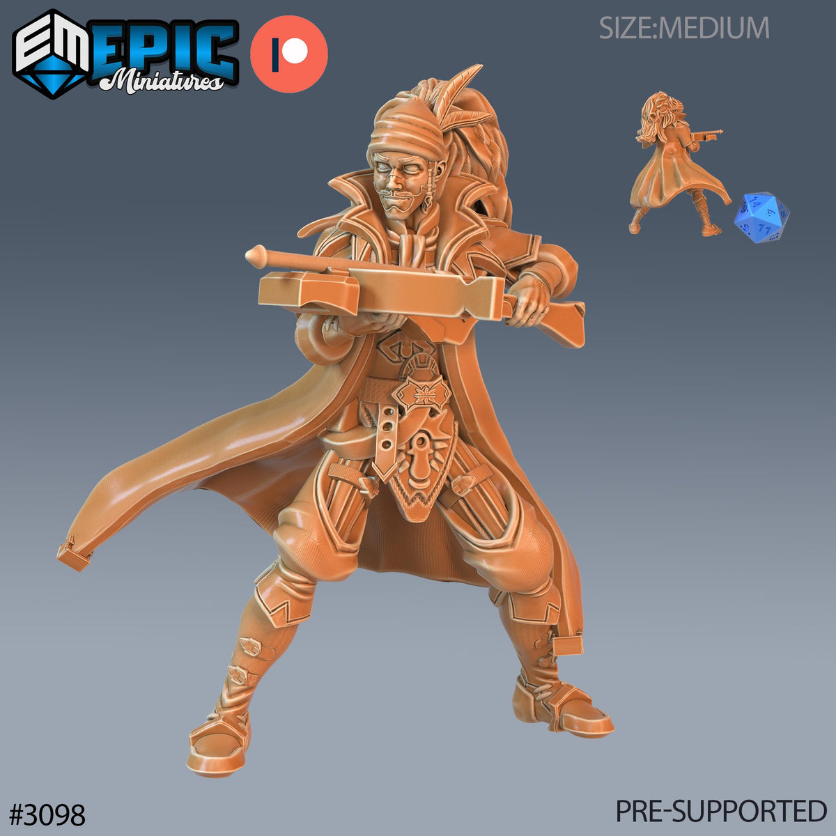 Bard Player Character Option #3098 front DND miniature Sunrise Tavern 16k resin