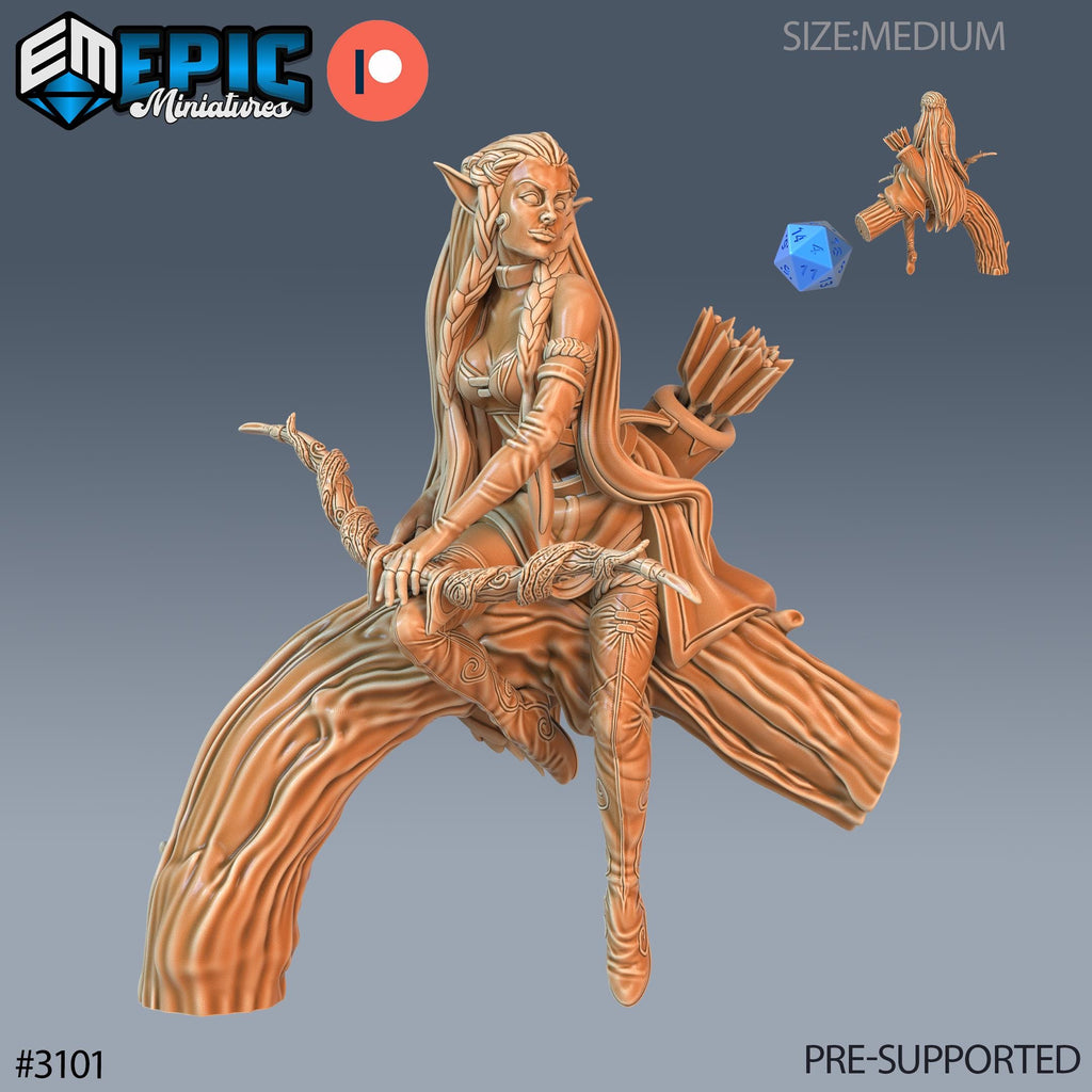 Elf Ranger Female Player Character Option #3101 front DND miniature Sunrise Tavern 16k resin