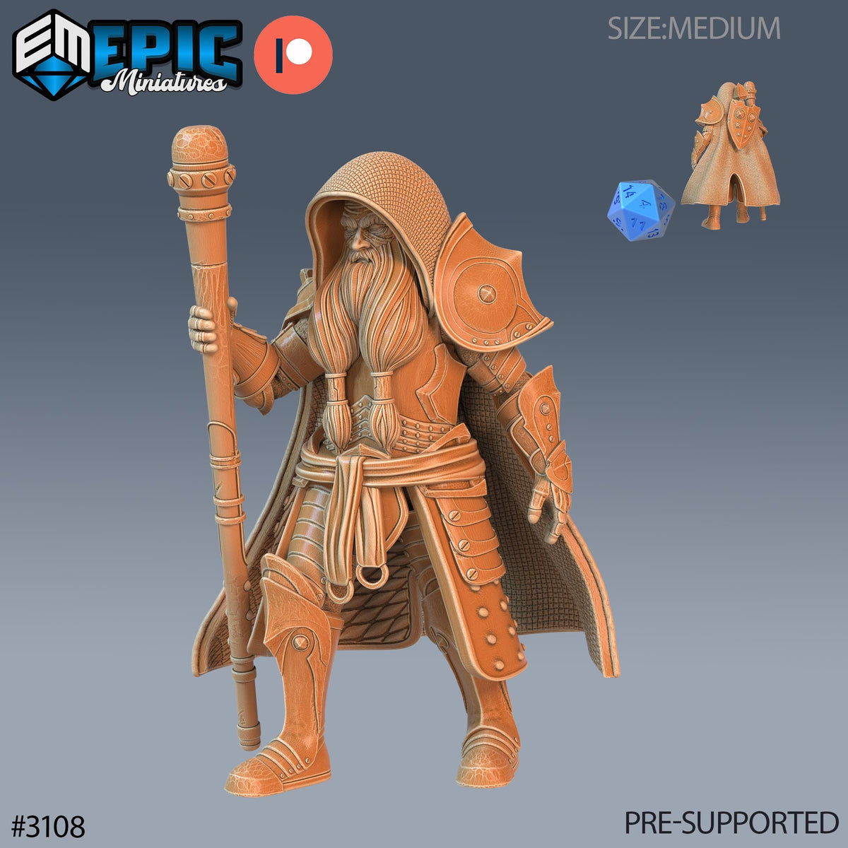 Dwarf Cleric Player Character Option #3108 front DND miniature Sunrise Tavern 16k resin