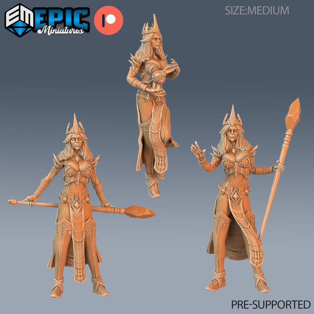Wizard Female Player Character Set of 3 DND miniatures group photo Sunrise Tavern