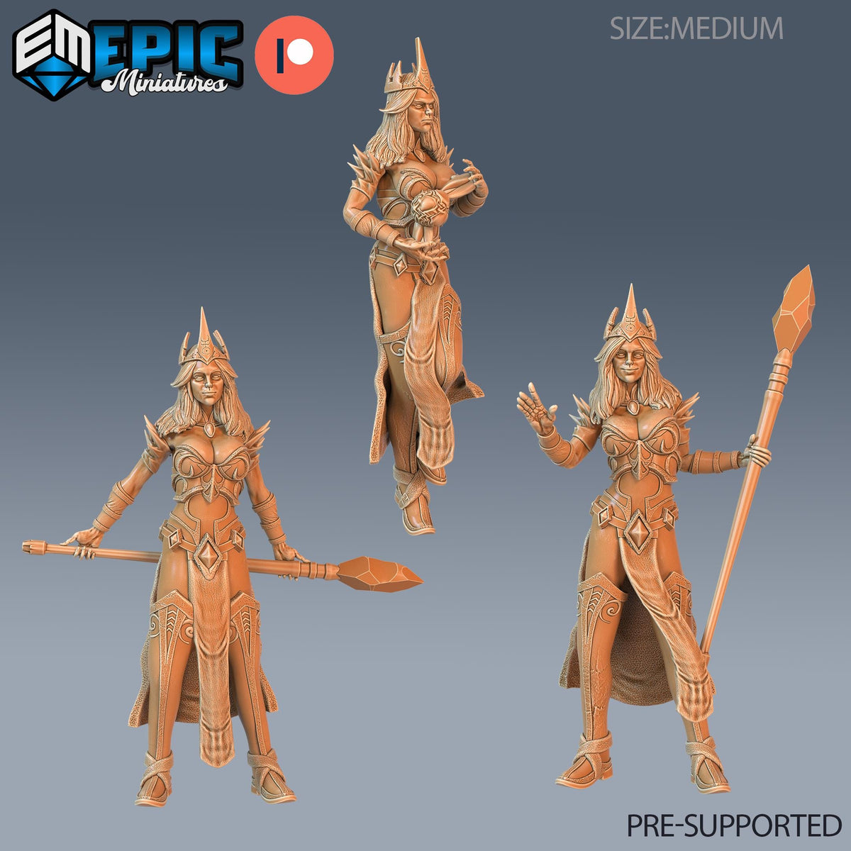 Wizard Female Player Character Set of 3 DND miniatures group photo Sunrise Tavern