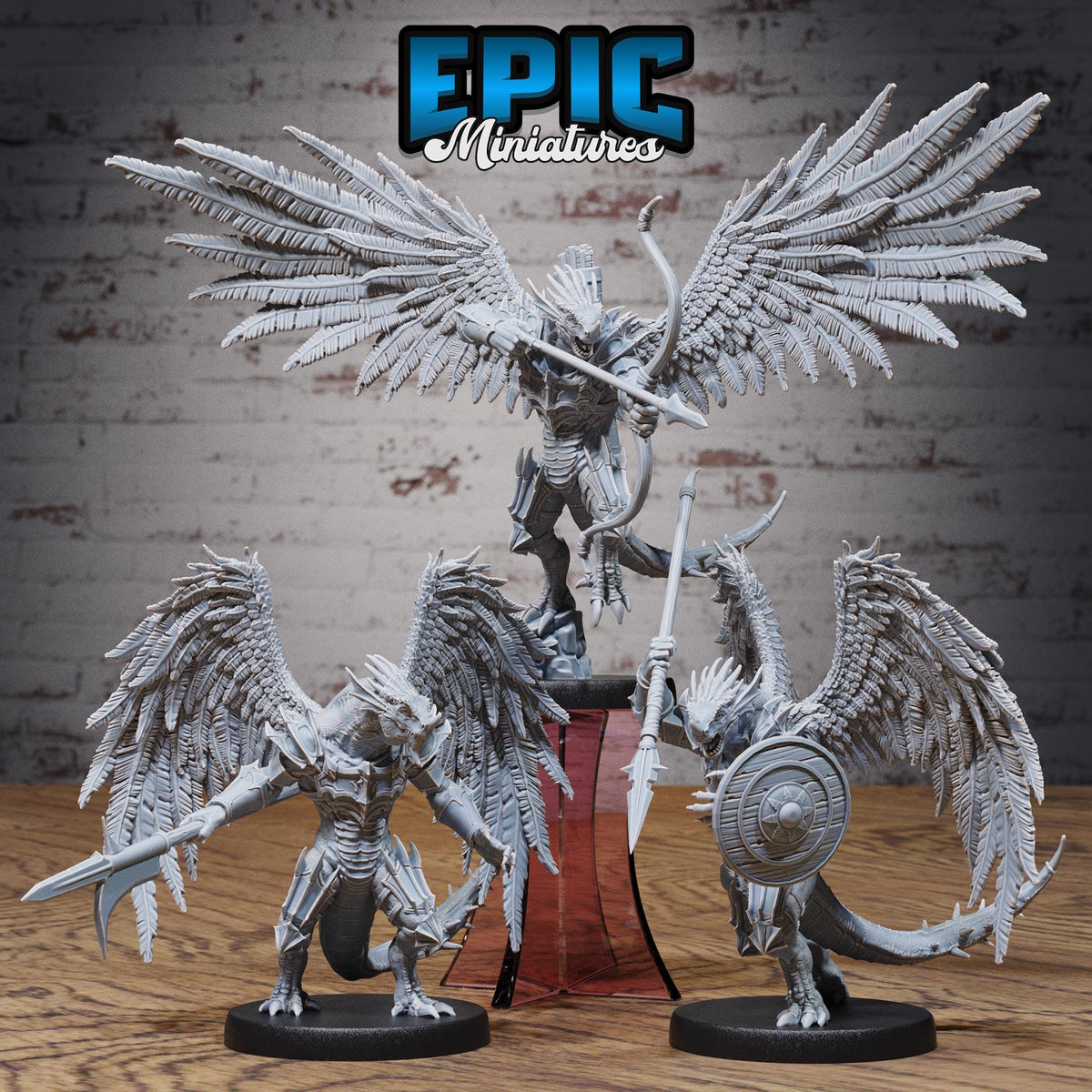 Winged Half Dragon Set of 5 DND miniatures group photo Dragons Reign