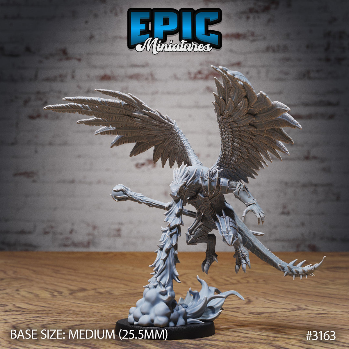 Winged Half Dragon Option #3164 back DND miniature Dragons Reign 16k resin