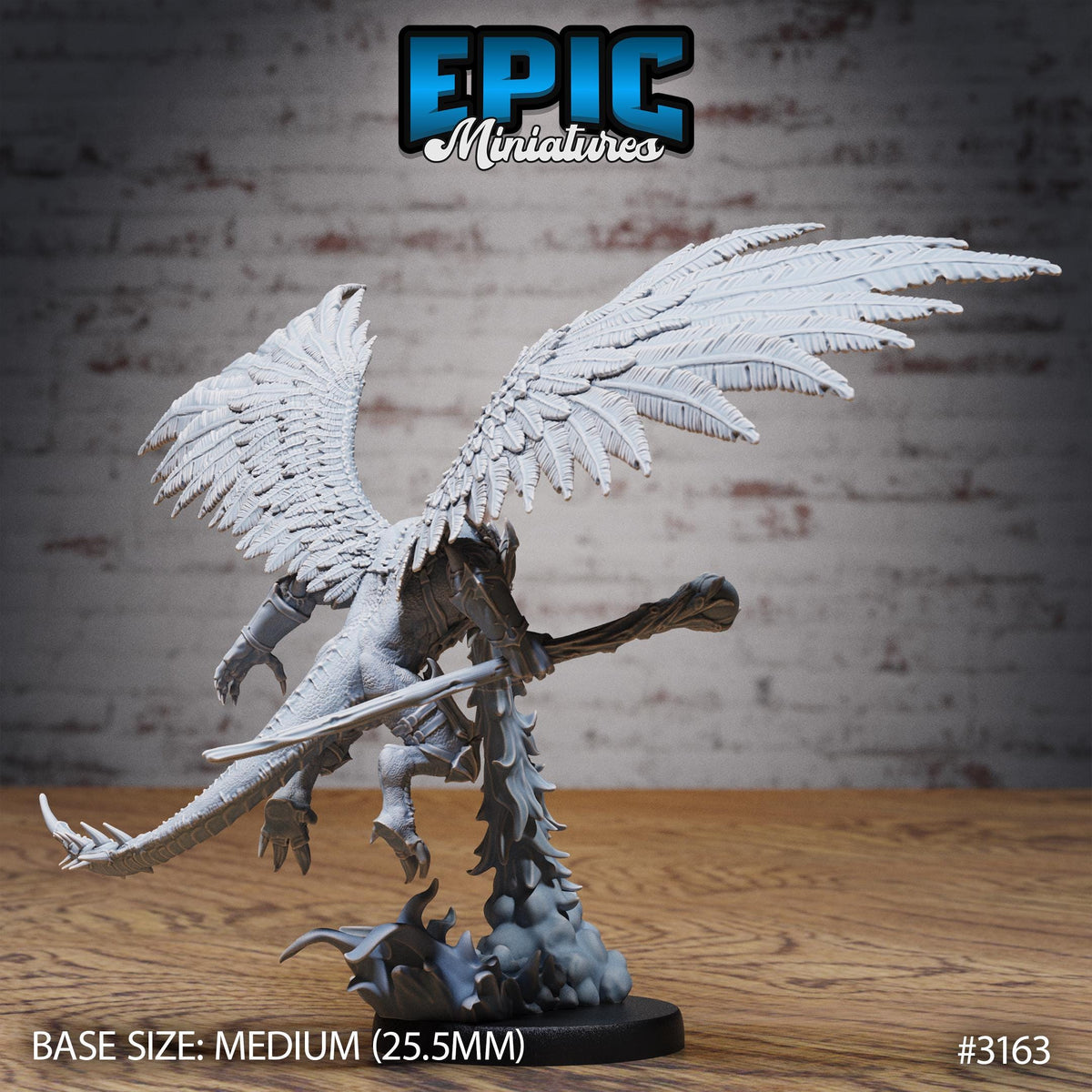 Winged Half Dragon Option #3165 front DND miniature Dragons Reign 16k resin