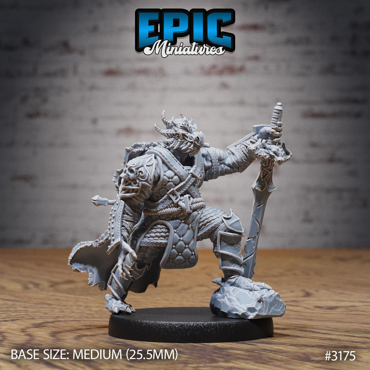 Dragonborn Warrior Option #3175 front DND miniature Dragons Reign 16k resin