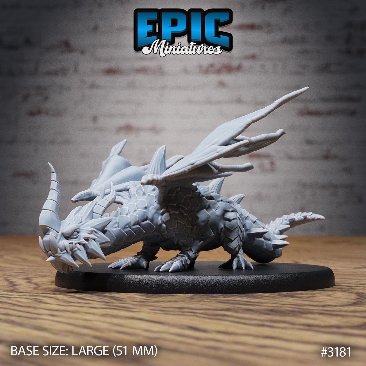 Young Horn Dragon Option #3181 front DND miniature Dragons Reign 16k resin