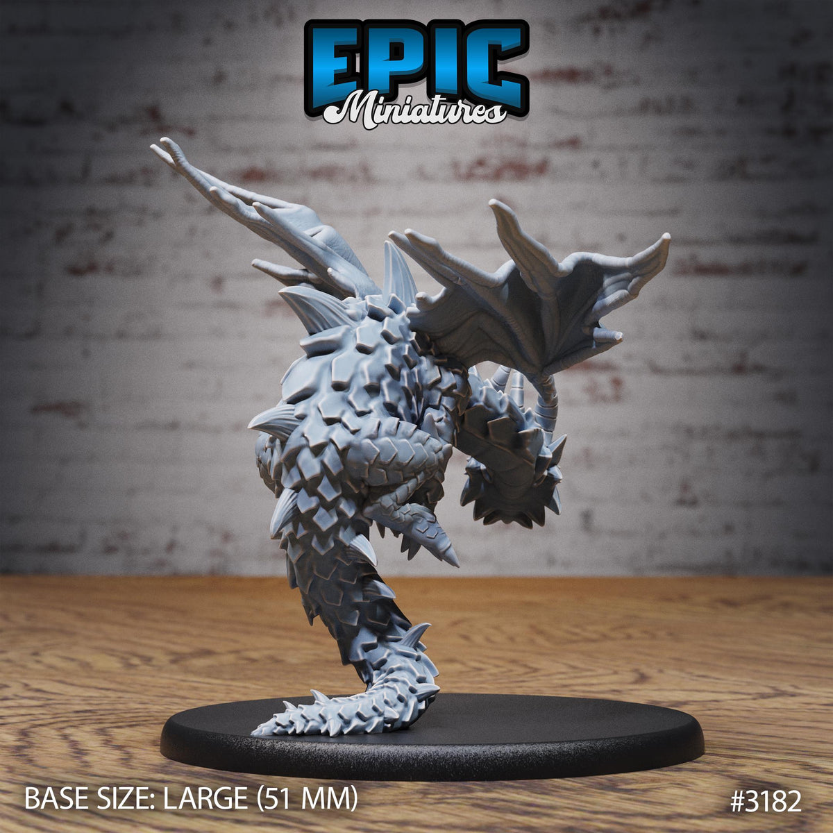 Young Horn Dragon Option #3182 back DND miniature Dragons Reign 16k resin