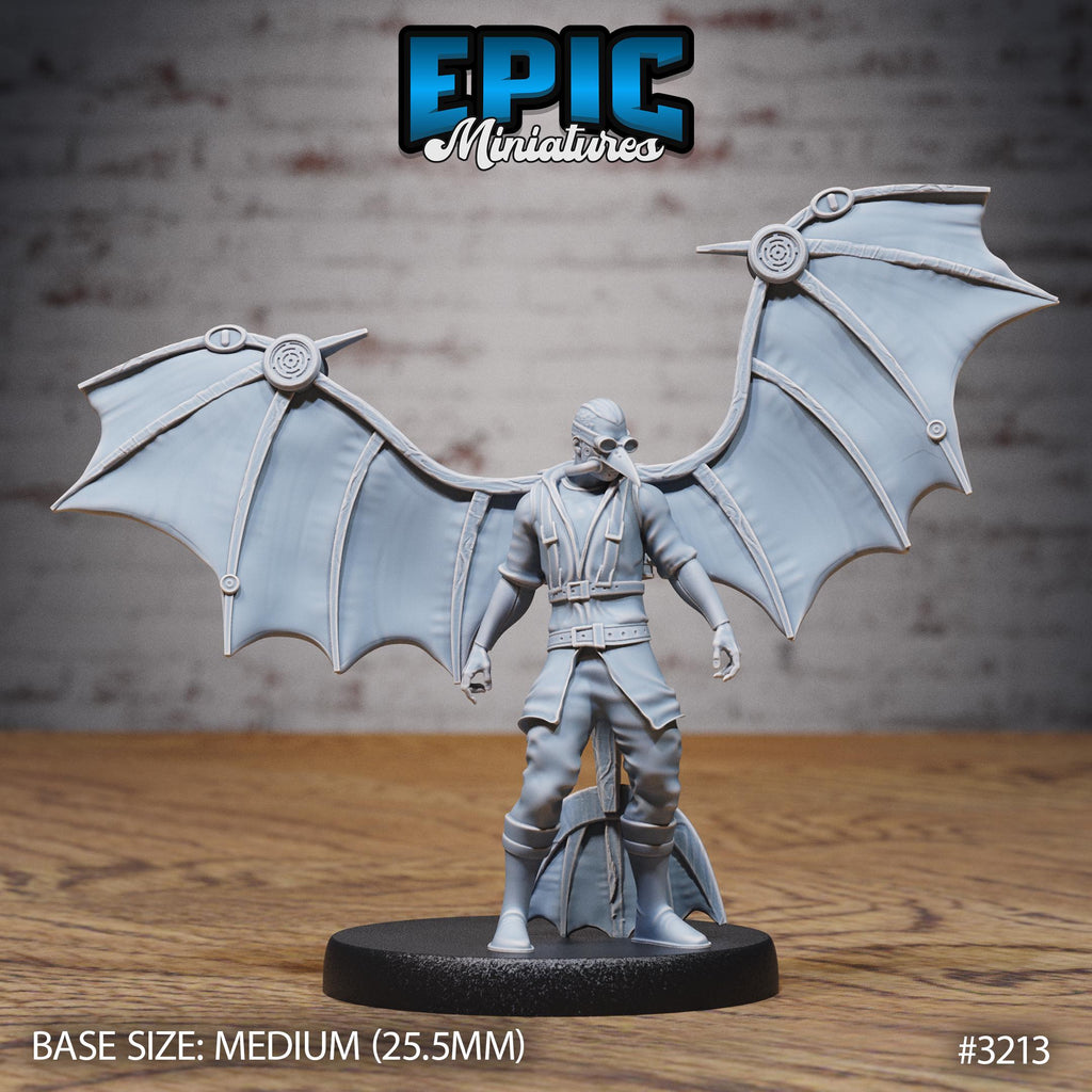 Winged Glider Pilot Levi Option #3213 front DND miniature Steam Inventions 16k resin