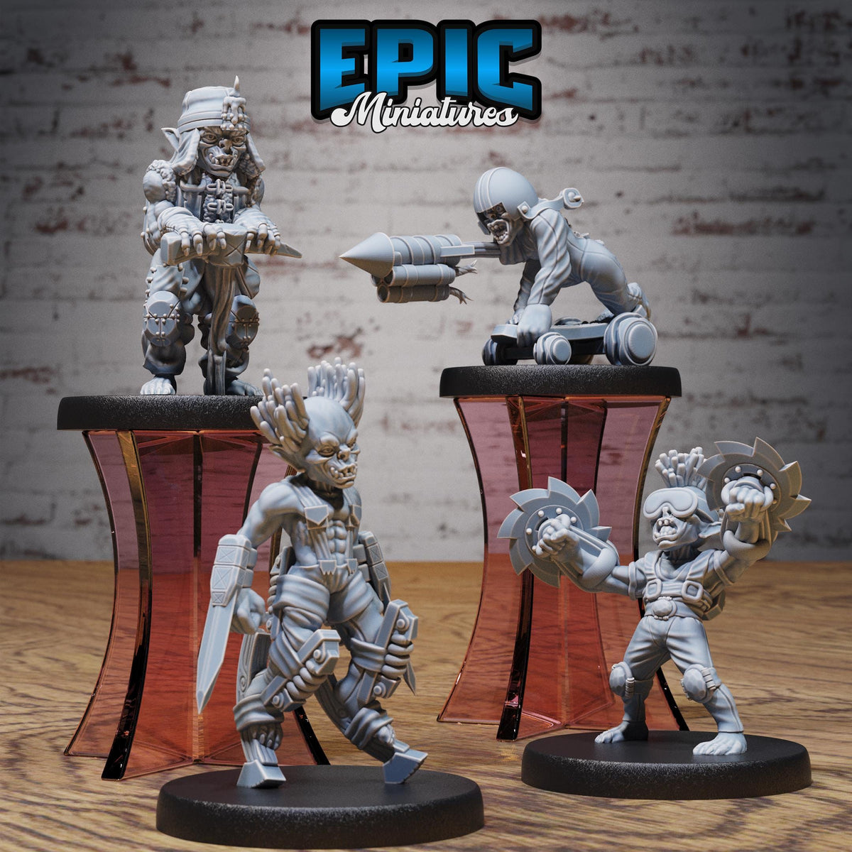 Steam Goblin Set of 4 DND miniatures group photo Steam Inventions