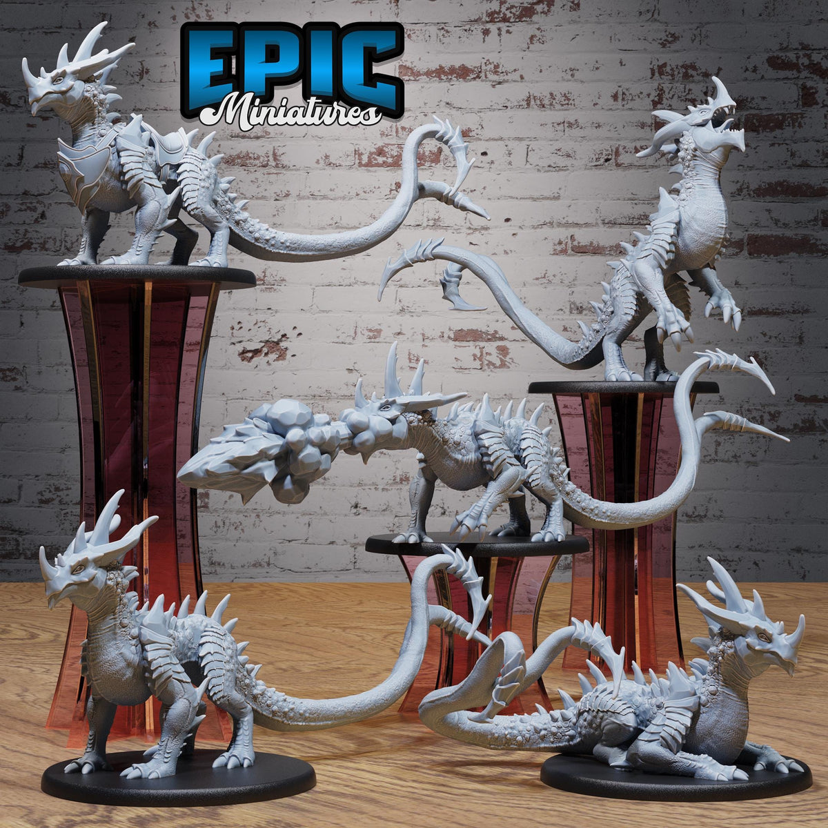 Crystal Guard Drake Set of 5 DND miniatures group photo Knights Honor