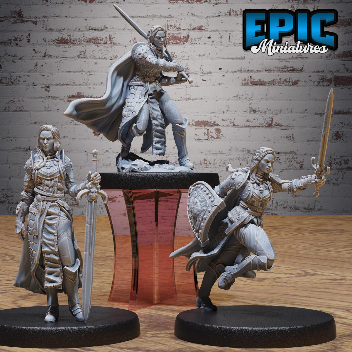 Dark Knight Lady Set of 3 DND miniatures group photo Knights Honor