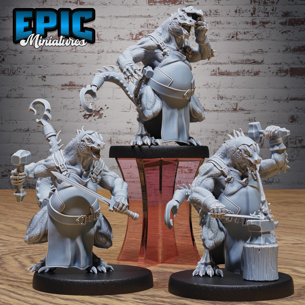 Kobold Blacksmith Set of 3 DND miniatures group photo Knights Honor