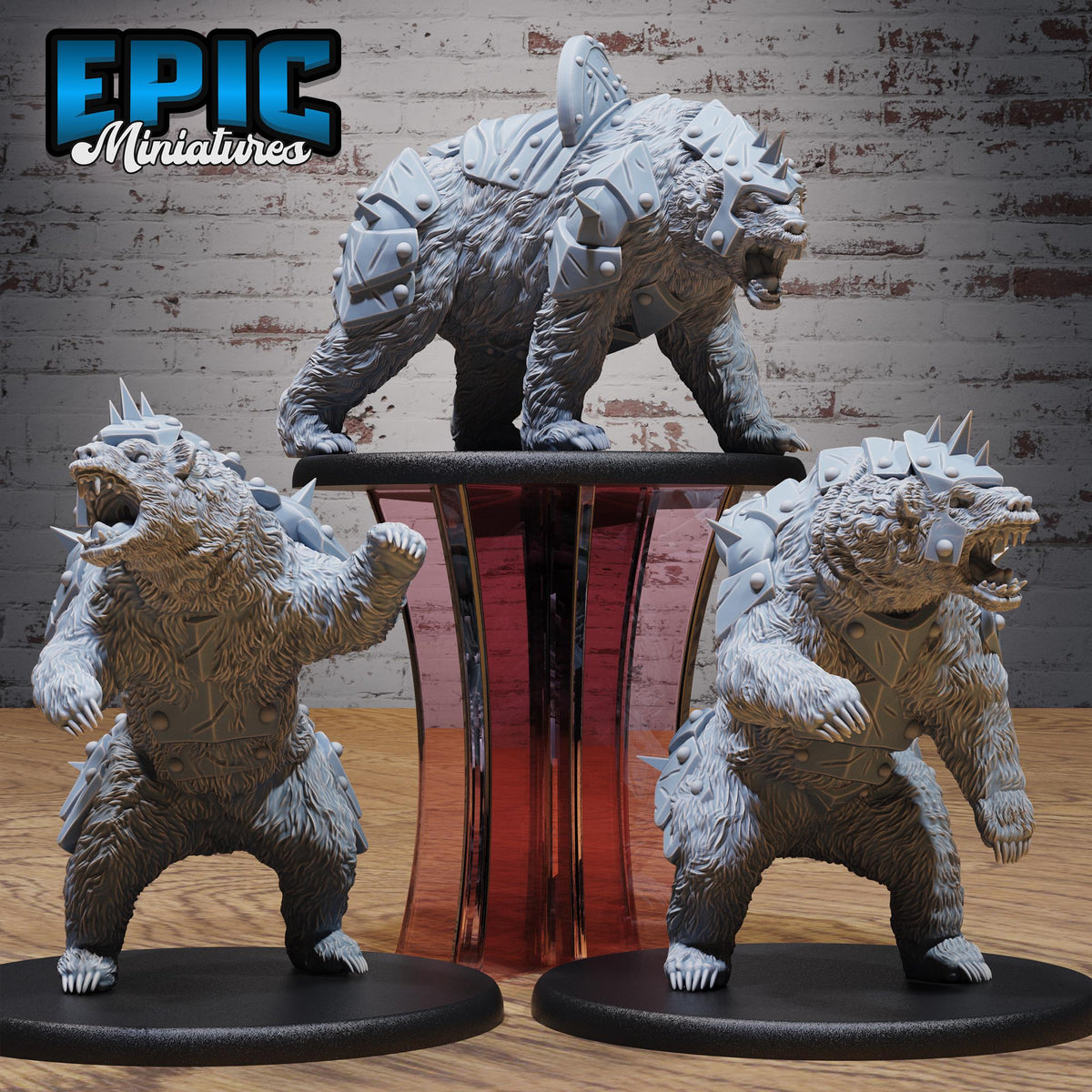 Armored Bear Set of 3 DND miniatures group photo Knights Honor