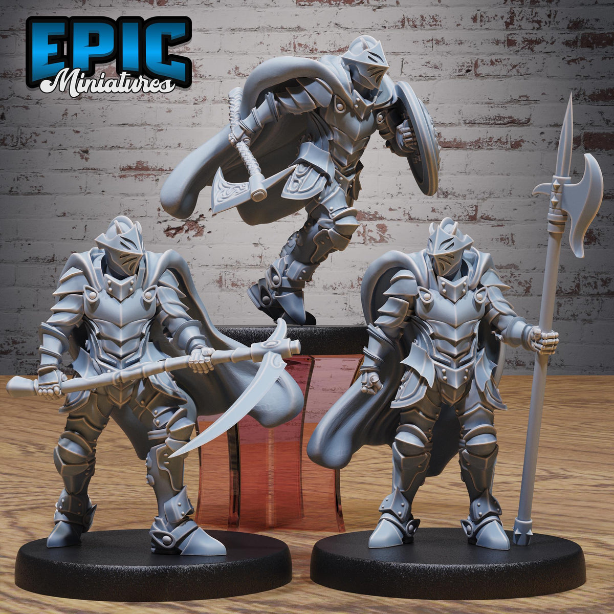 Heavy Knight Set of 3 DND miniatures group photo Knights Honor
