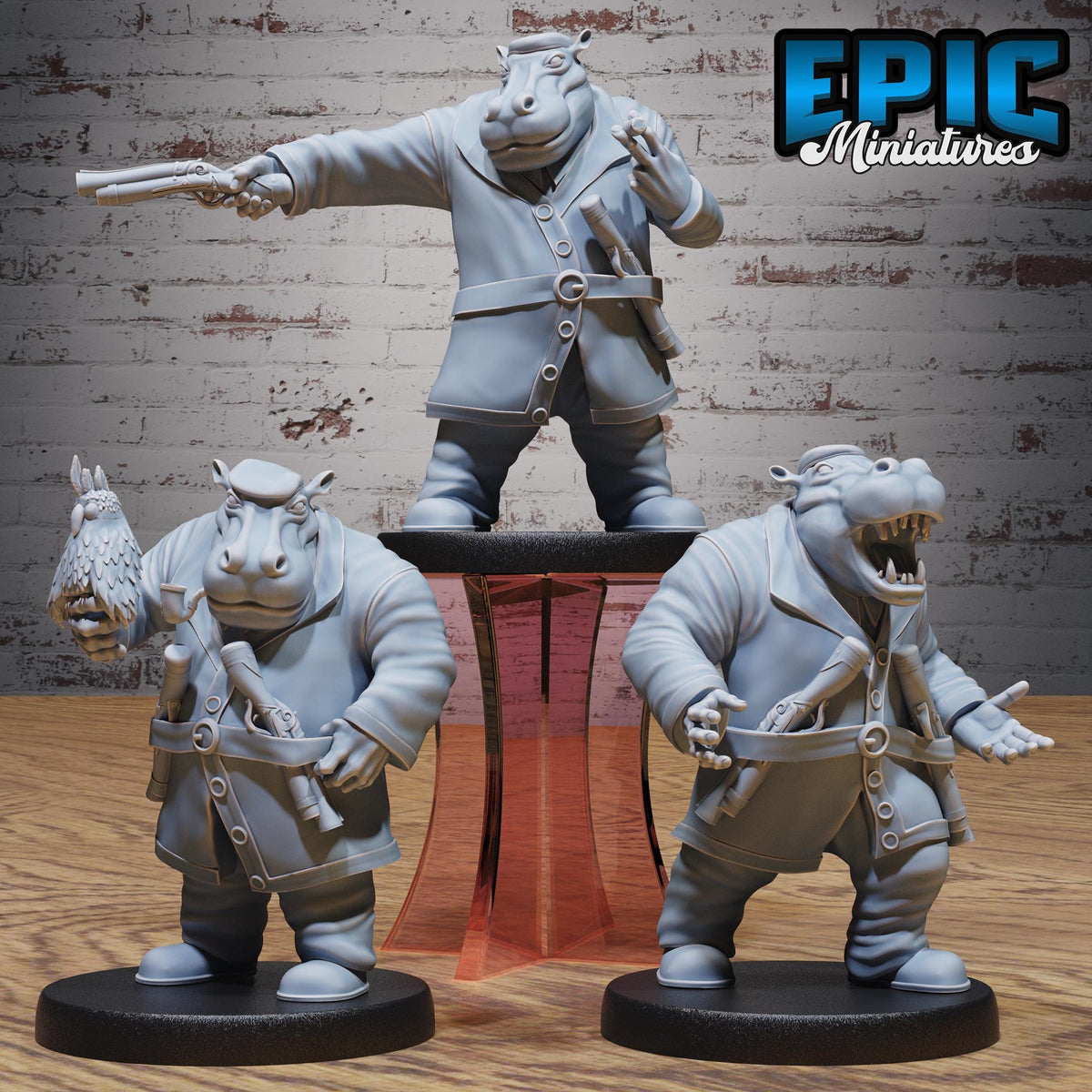 Hippo Pirate Set of 3 DND miniatures group photo Astral Wars