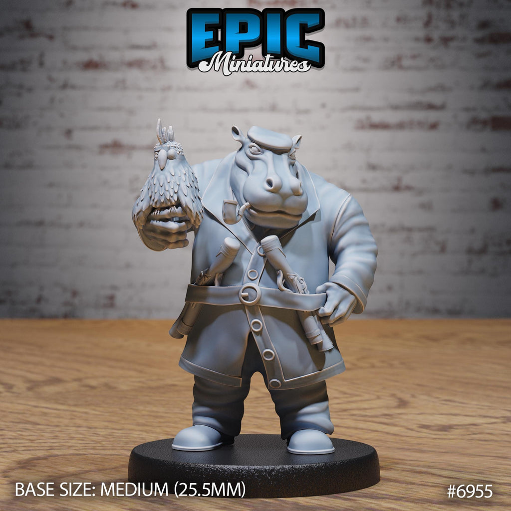 Hippo Pirate Option #6955 front DND miniature Astral Wars 16k resin