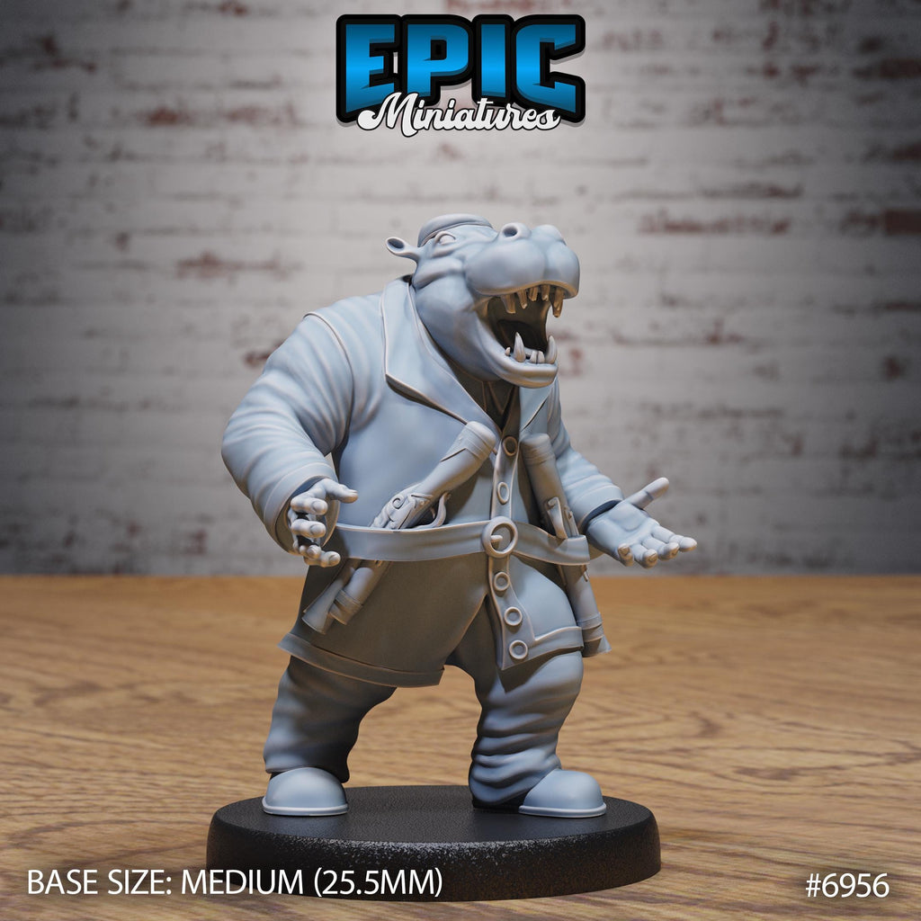 Hippo Pirate Option #6956 front DND miniature Astral Wars 16k resin