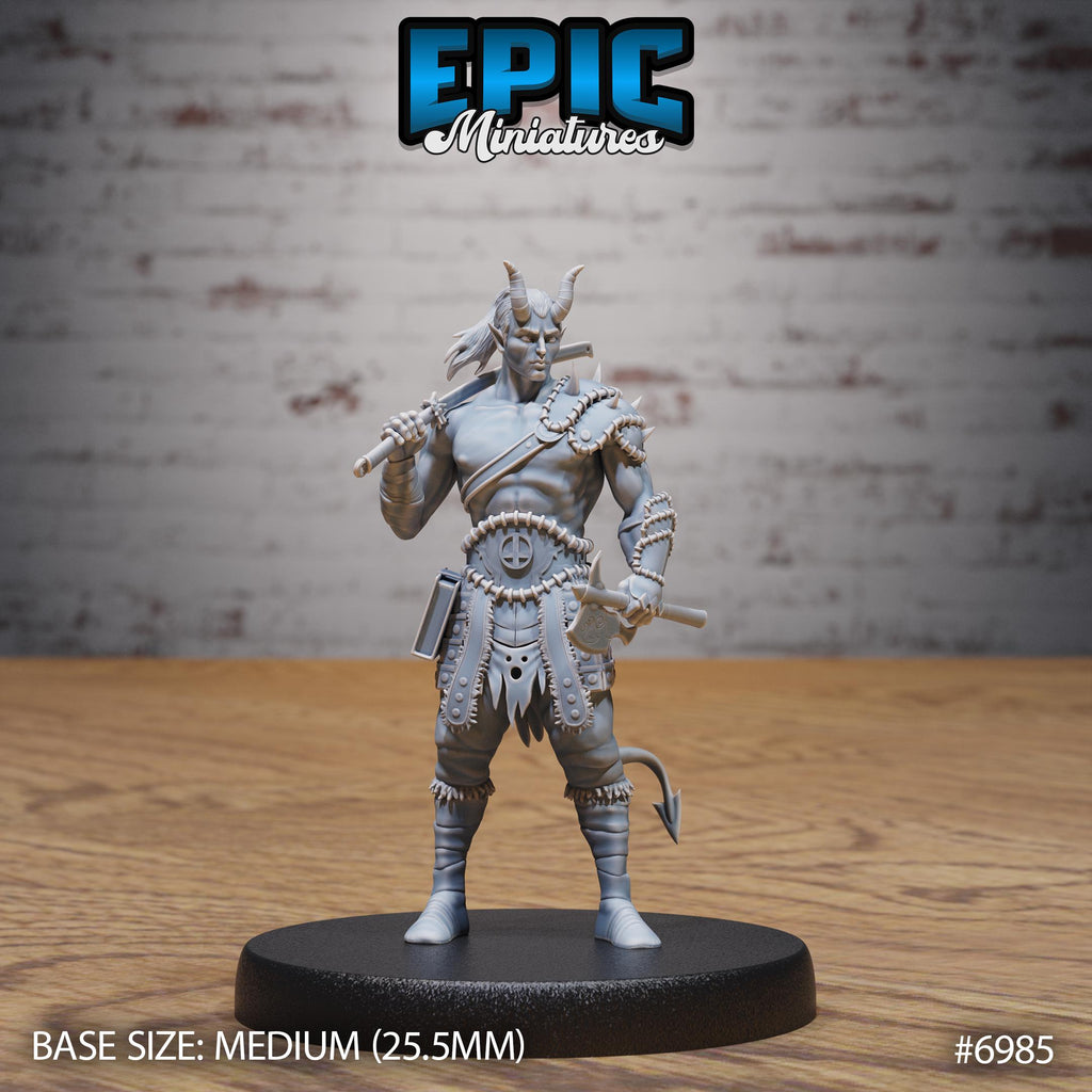 Tiefling Barbarian Option #6985 front DND miniature Infernal Heritage 16k resin