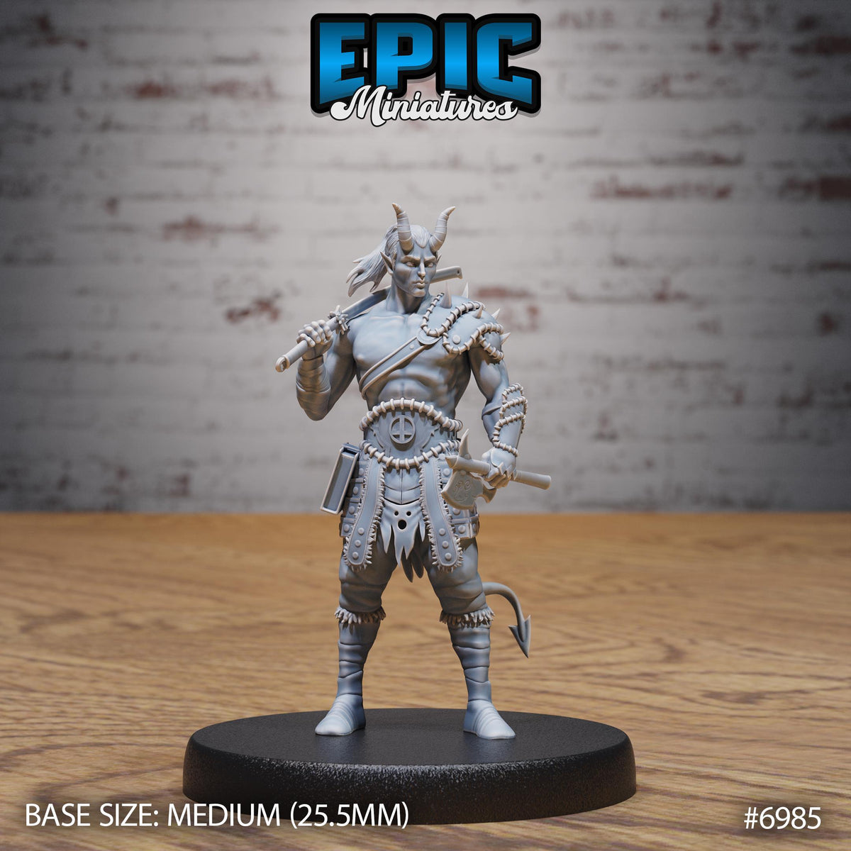 Tiefling Barbarian Option #6985 front DND miniature Infernal Heritage 16k resin