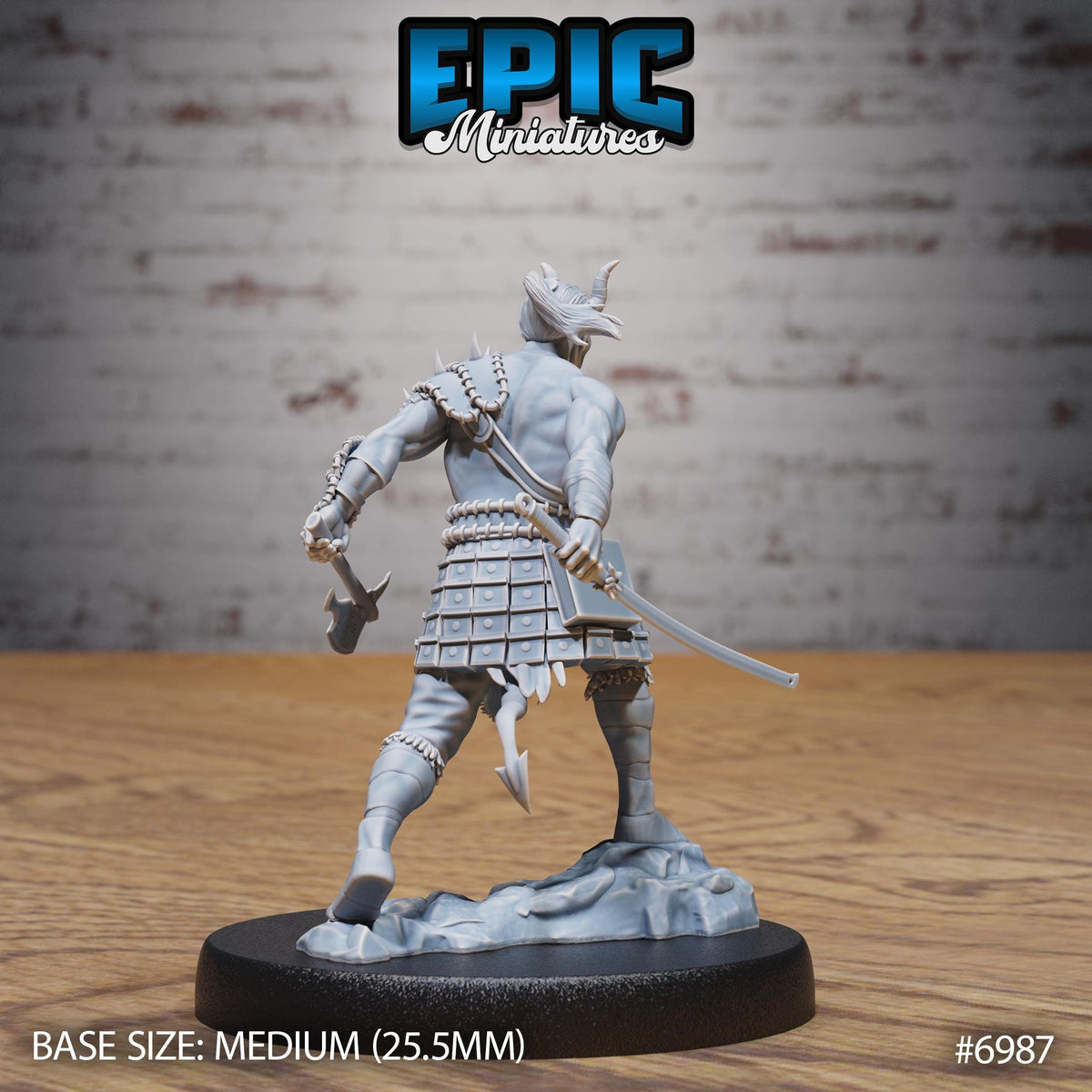 Tiefling Barbarian Option #6987 back DND miniature Infernal Heritage 16k resin