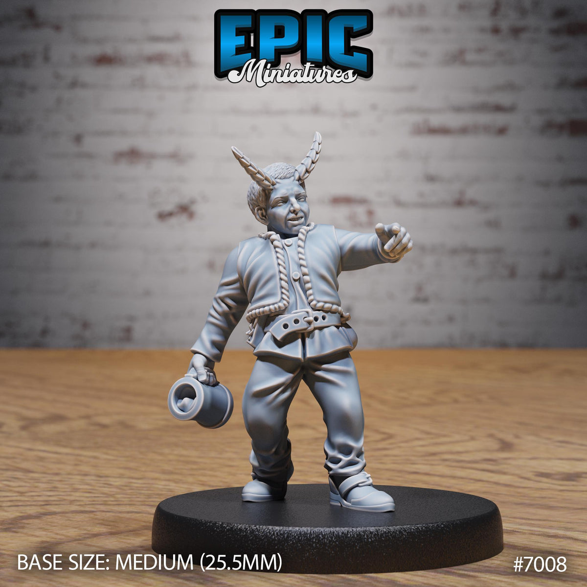 Tiefling Villager Option #7008 front DND miniature Infernal Heritage 16k resin