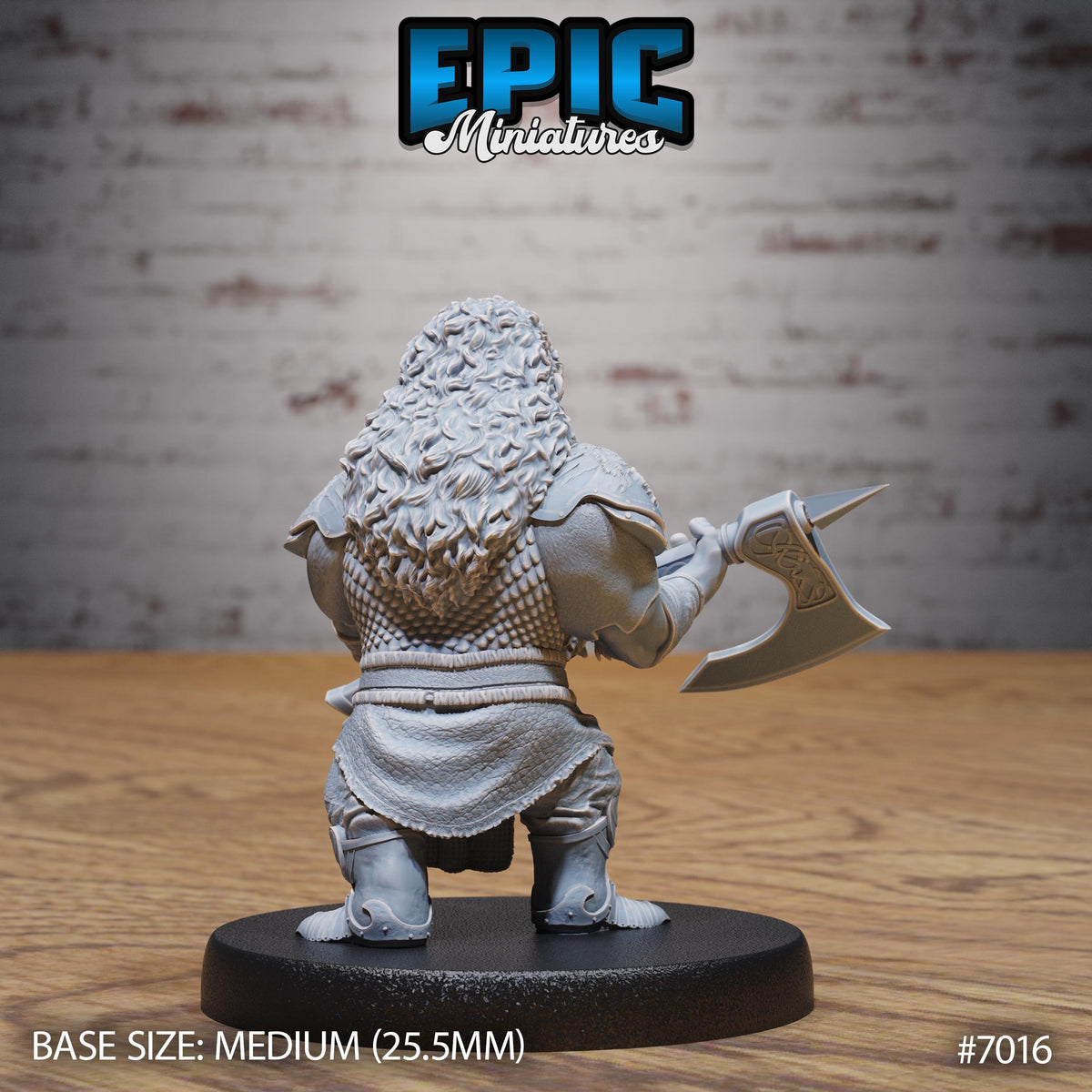 Bearded Dwarf Adventurer Option #7016 back DND miniature Giants & Dwarfs 16k resin