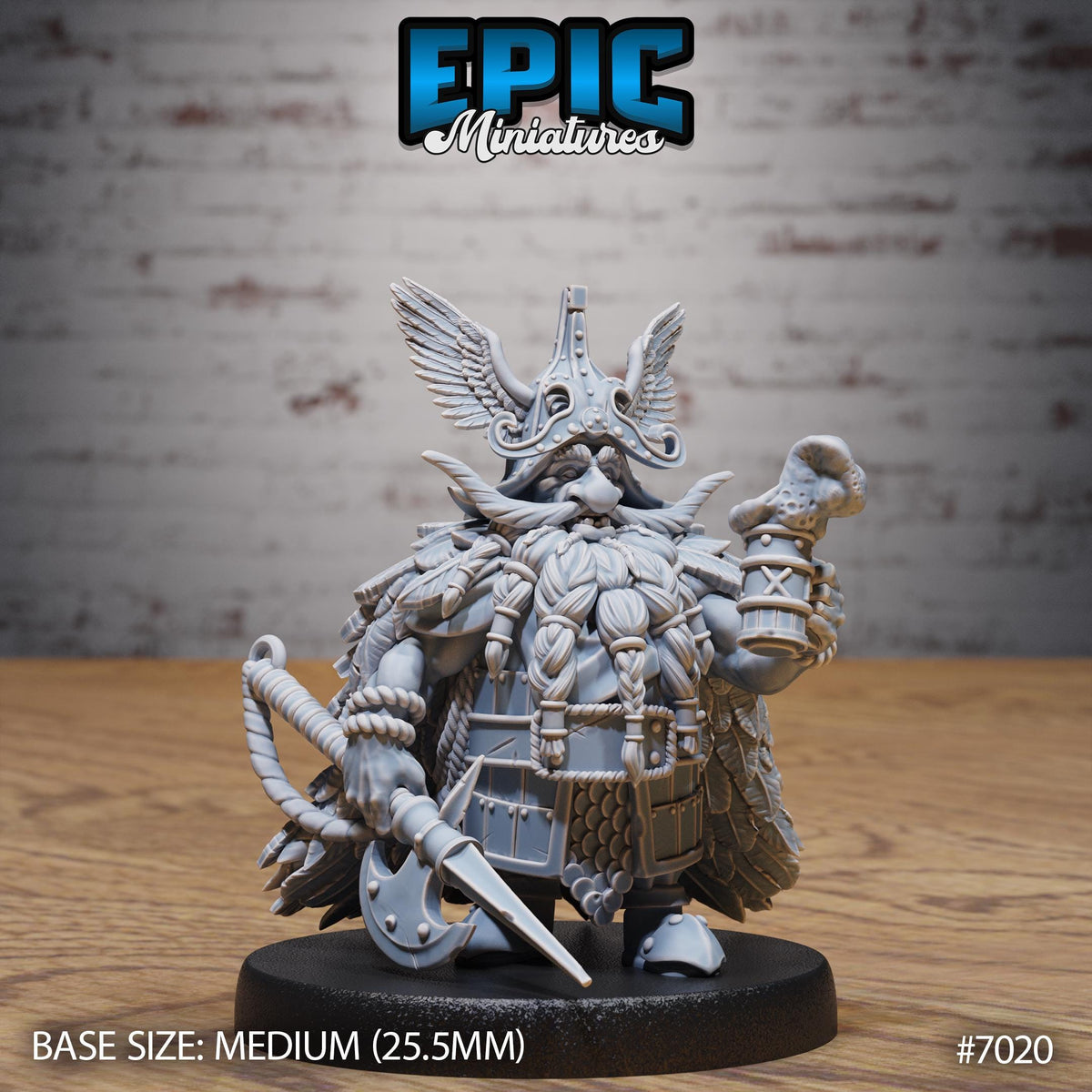 Dwarf Chief Option #7020 front DND miniature Giants & Dwarfs 16k resin