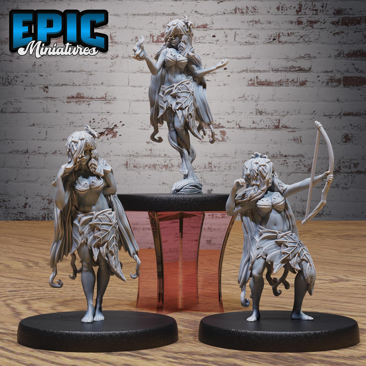 Dryad Set of 3 DND miniatures group photo Natural Magic