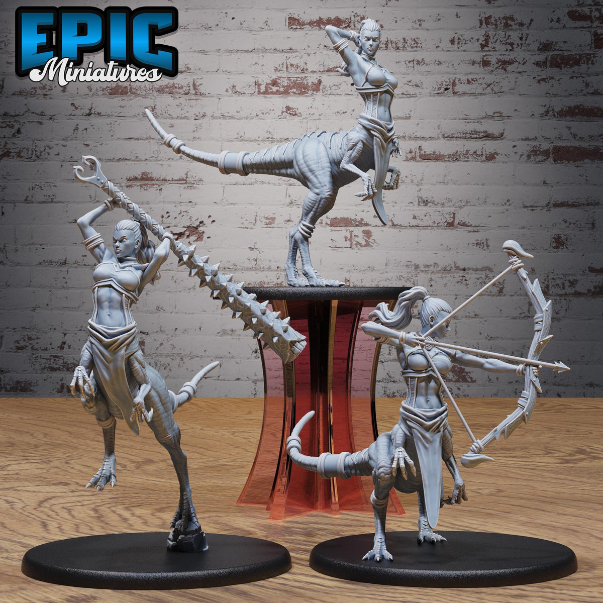 Raptor Centaur Female Set of 3 DND miniatures group photo Natural Magic
