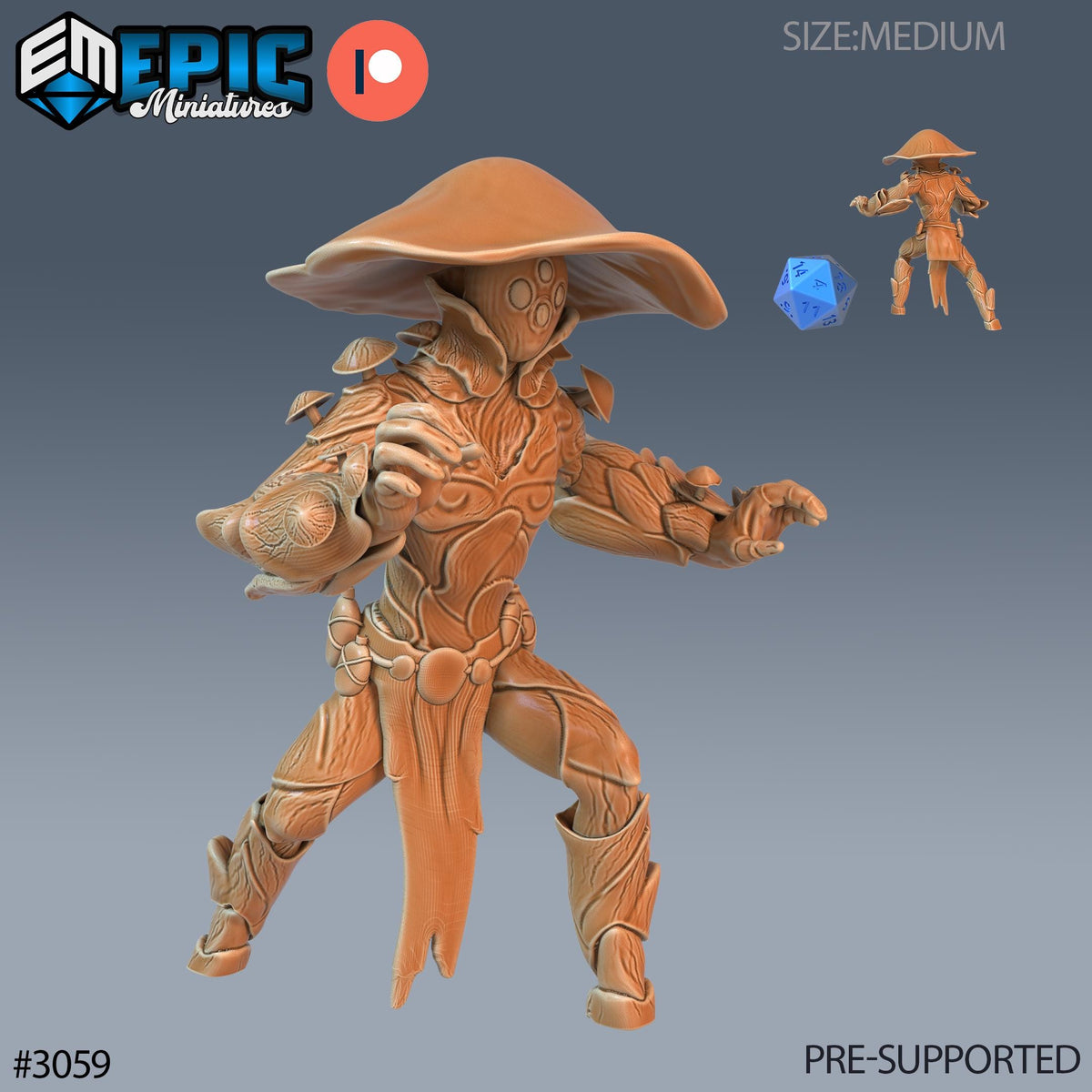 Mushroom Folk Option #3059 front DND miniature Eternal Fungi 16k resin