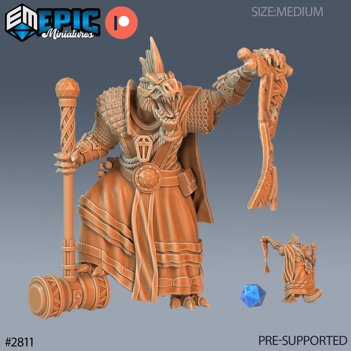 Lizardman Tribe Option #2811 front DND miniature Reptiles of War 16k resin