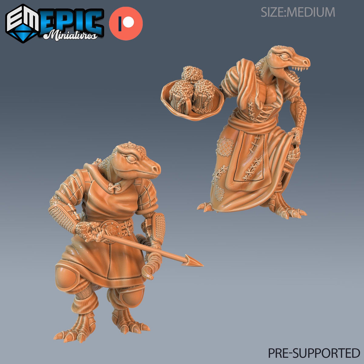 Lizardman Tribe 3 Set of 2 DND miniatures group photo Reptiles of War