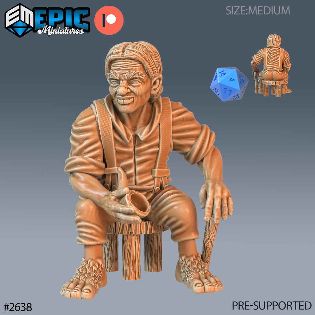 Halfling Villager Option #2638 front DND miniature Little Folk 16k resin