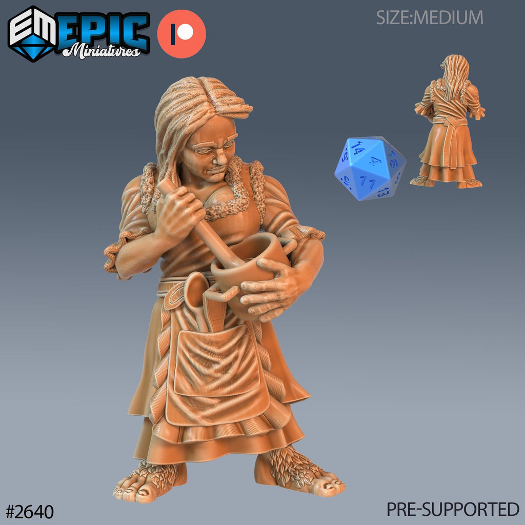 Halfling Villager Option #2640 front DND miniature Little Folk 16k resin