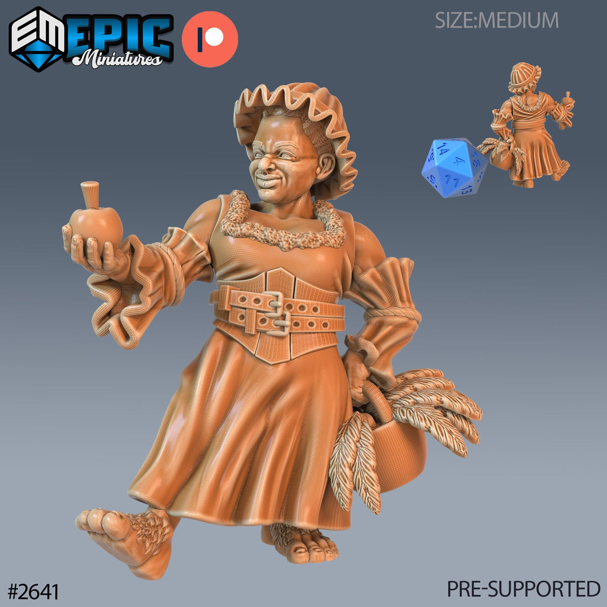 Halfling Villager Option #2641 front DND miniature Little Folk 16k resin
