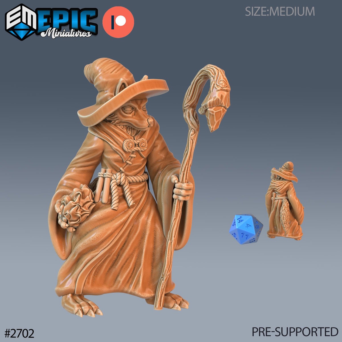Fox Folk Tribe Option #2702 front DND miniature Wild Winter Holidays 16k resin