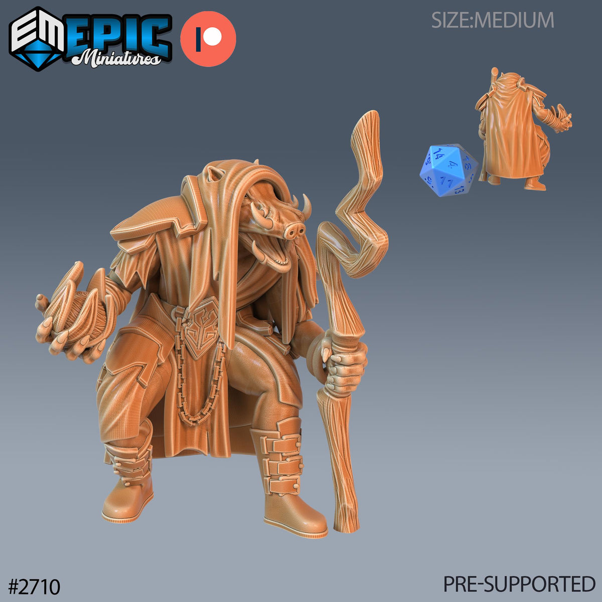 Warthog Folk Tribe Option #2710 front DND miniature Wild Winter Holidays 16k resin