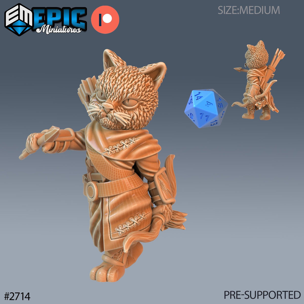 Cat Folk Tribe Option #2714 front DND miniature Wild Winter Holidays 16k resin