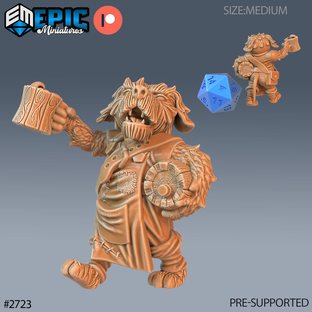 Dog Folk Tribe Option #2723 front DND miniature Wild Winter Holidays 16k resin
