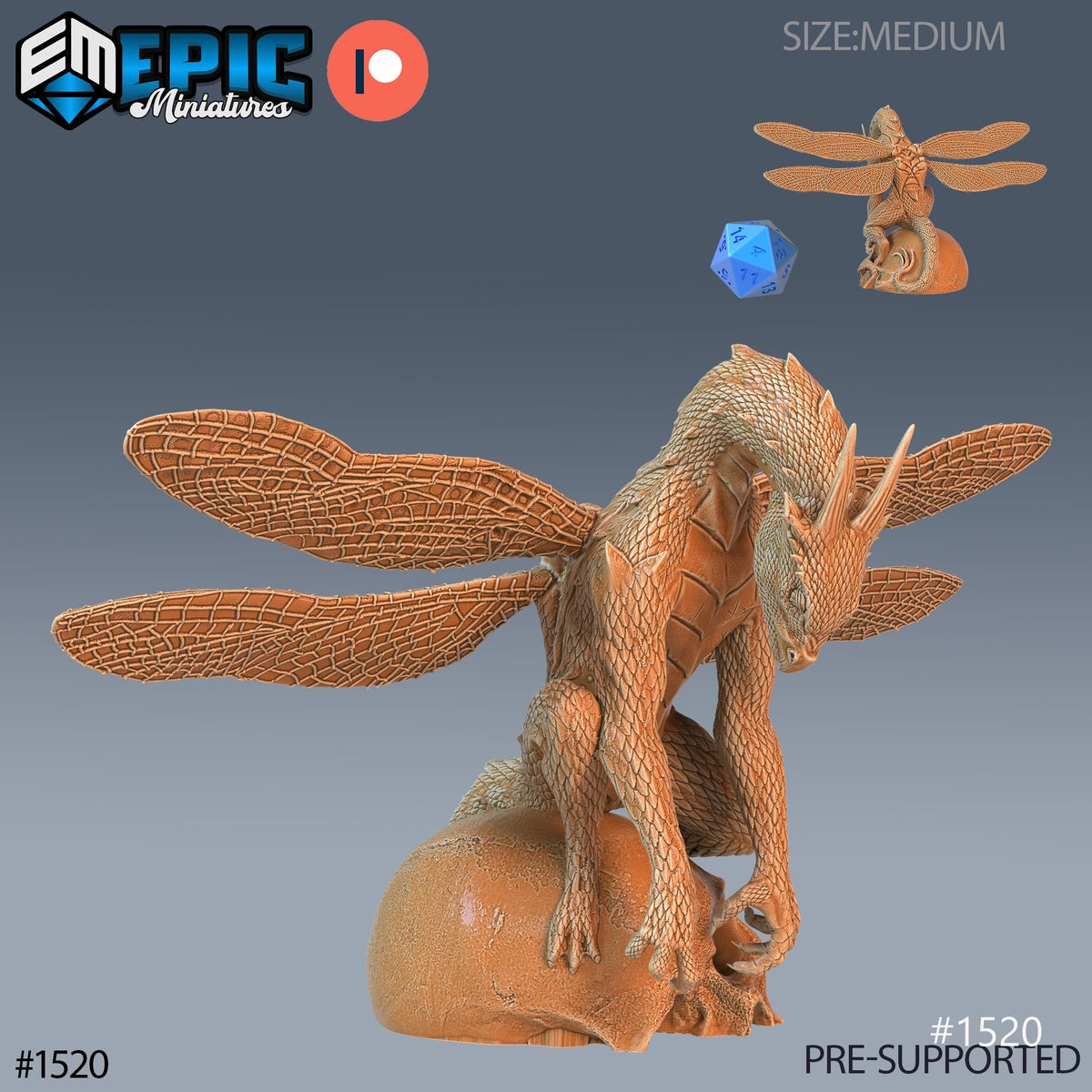 Fairy Dragon Option #1520 front DND miniature Elven Grace 16k resin